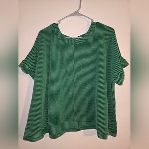 Zenana Outfitters Emerald Ribbed Short Sleeve Top